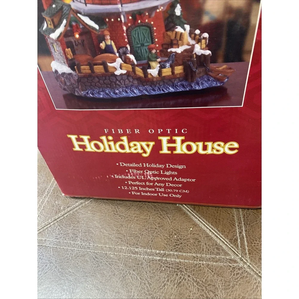 VTG 2004 Holiday House Fiber Optic Windmill Lighthouse Christmas Village Works